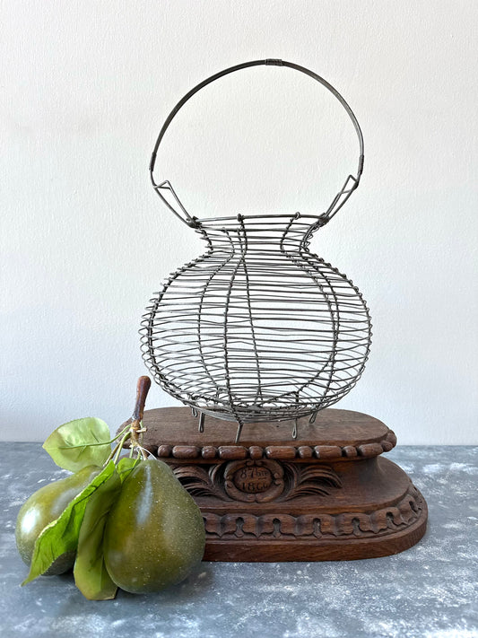 Antique French Wire Egg Basket - Single Handle
