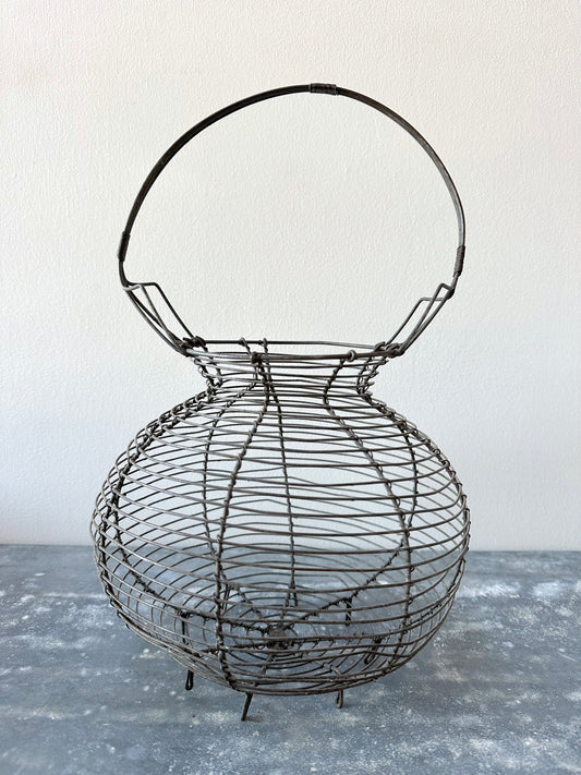 Antique French Wire Egg Basket - Single Handle