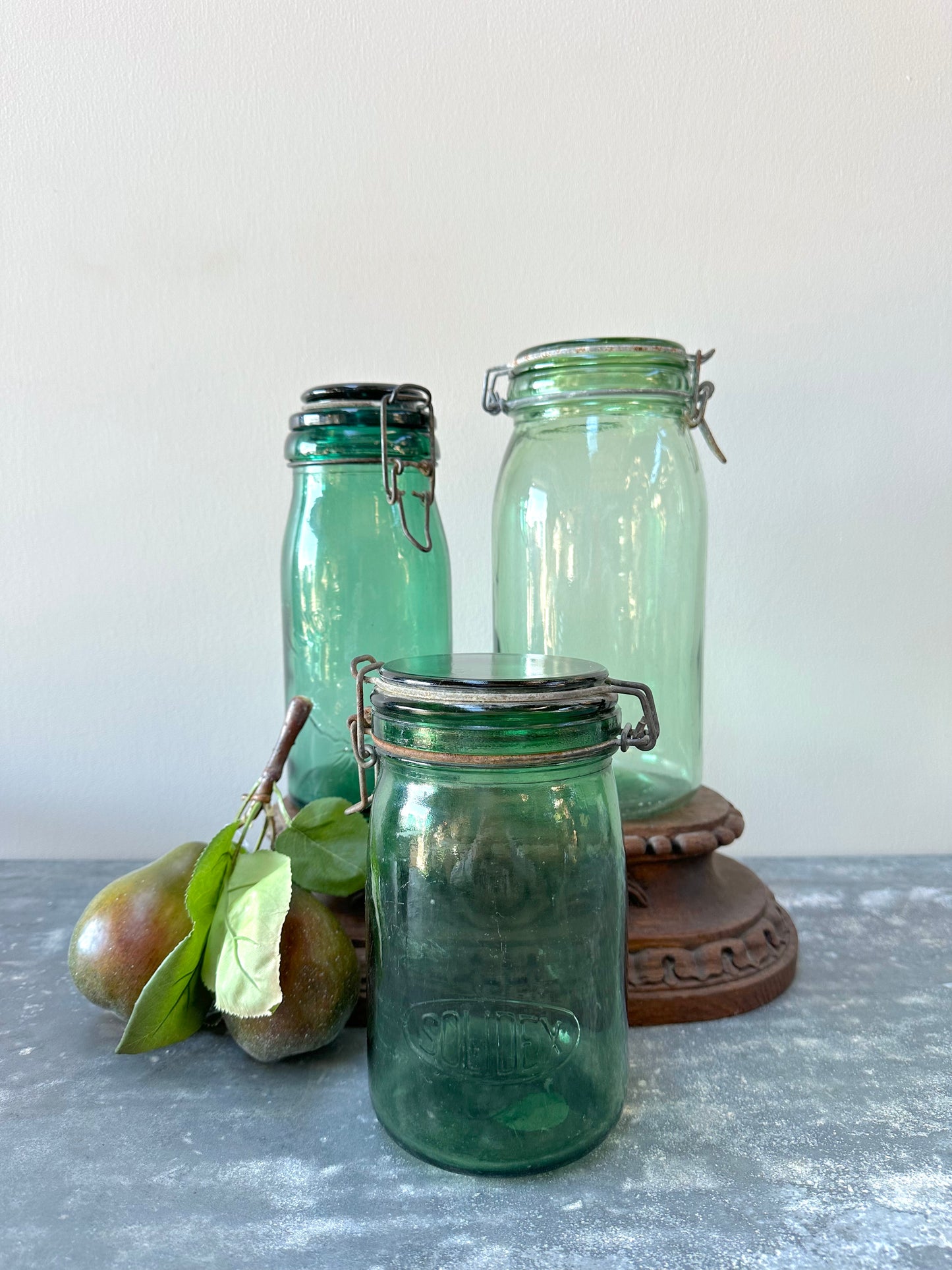 Antique French Green Glass Jars