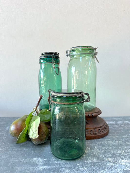 Antique French Green Glass Jars