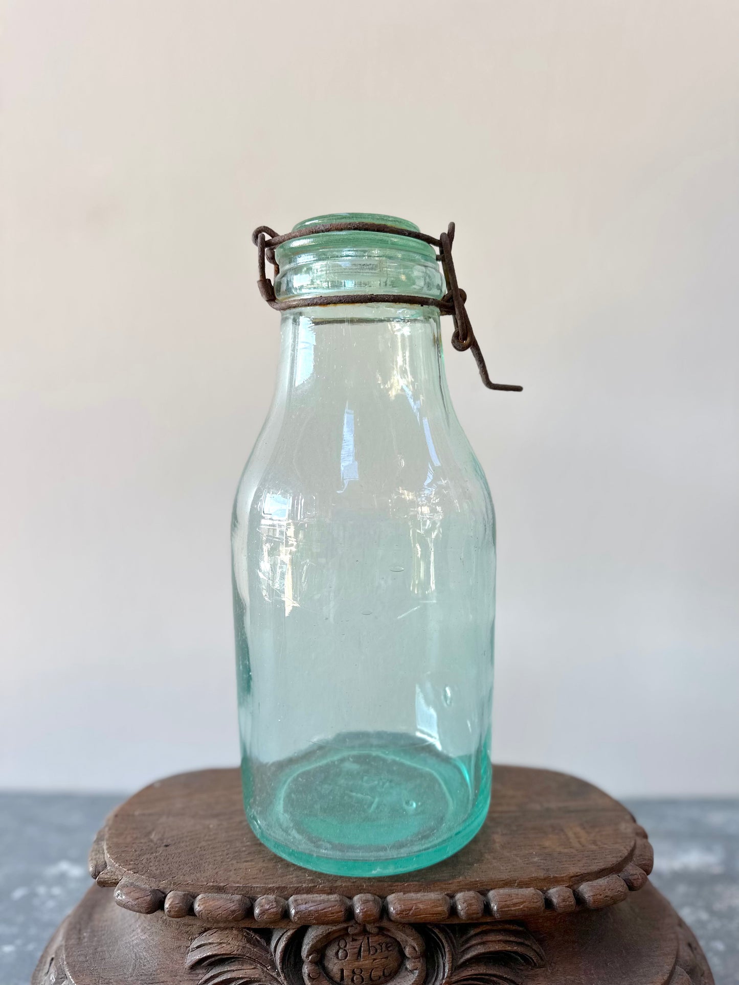 Antique French Pale Green Glass Jars