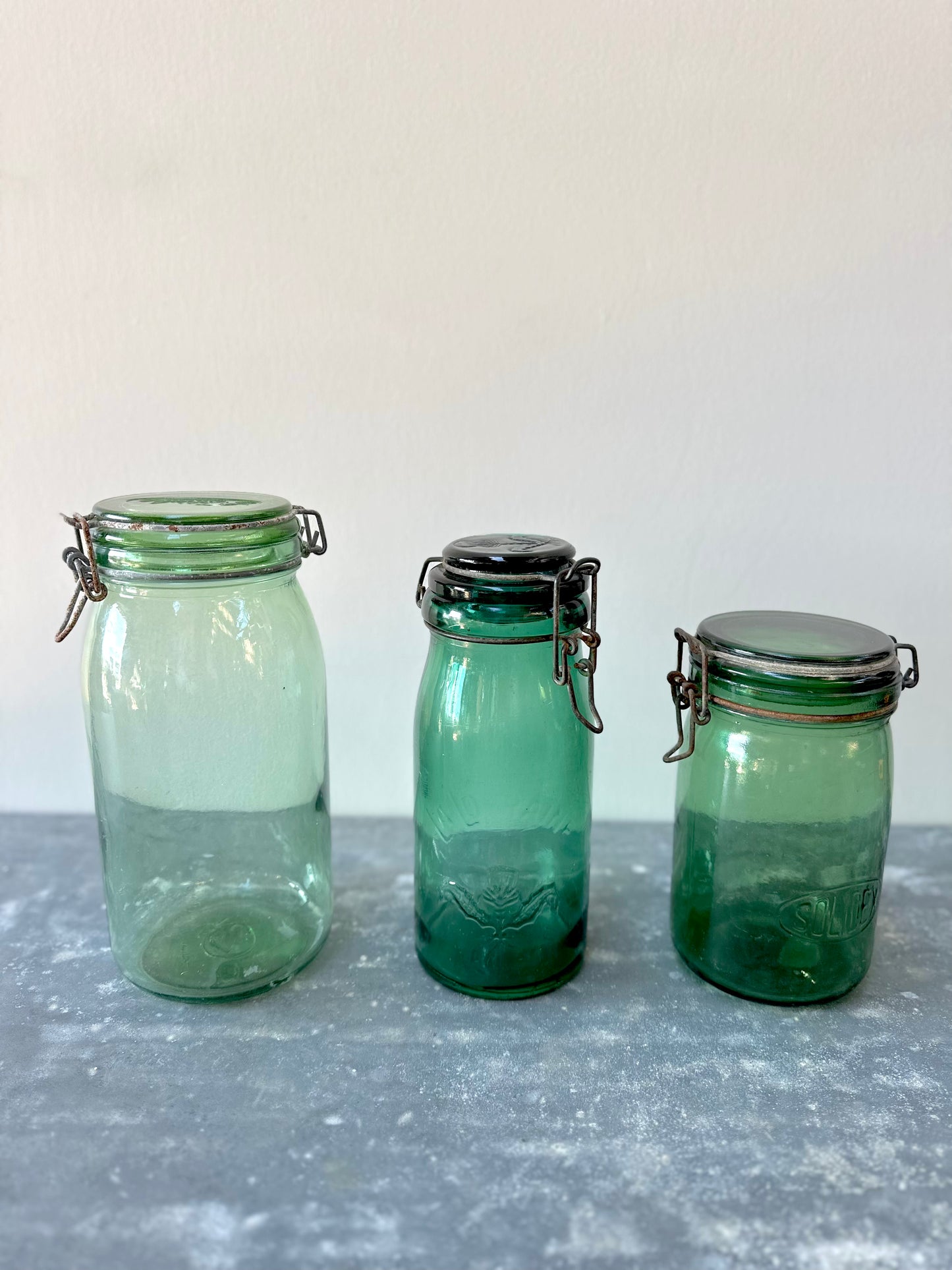 Antique French Green Glass Jars