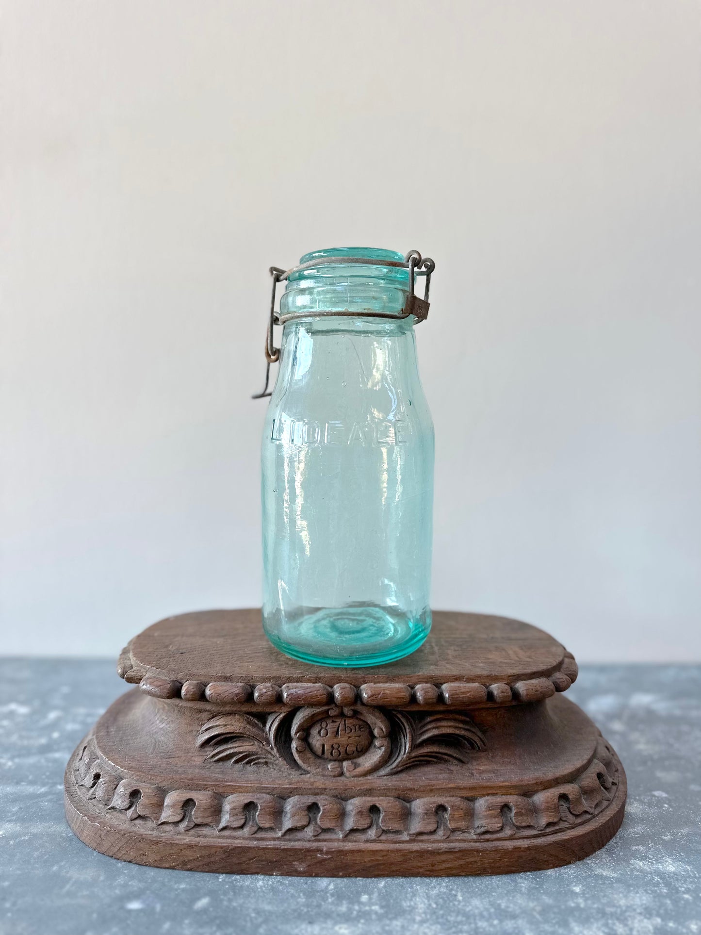 Antique French Pale Green Glass Jars