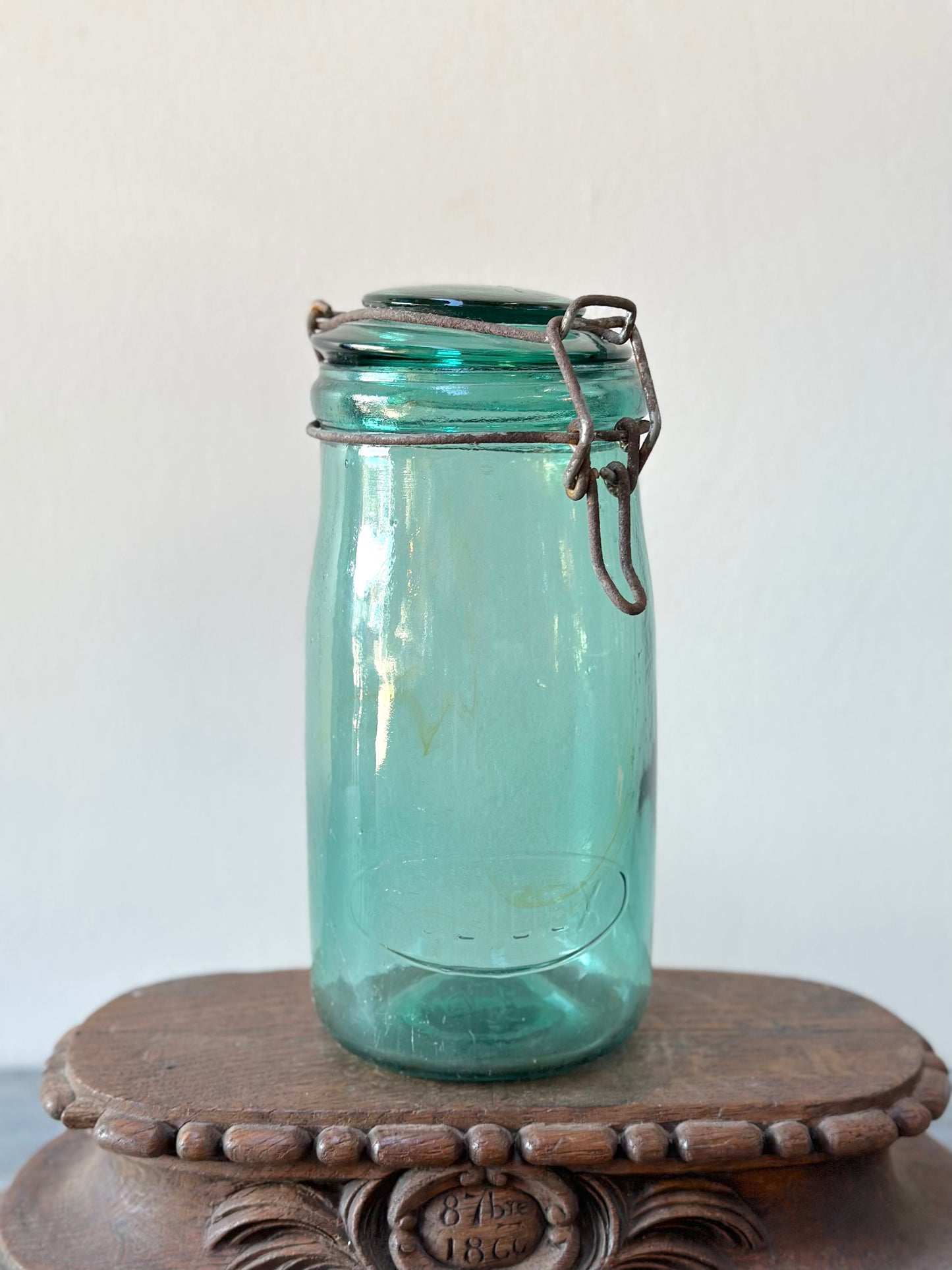 Antique French Pale Green Glass Jars