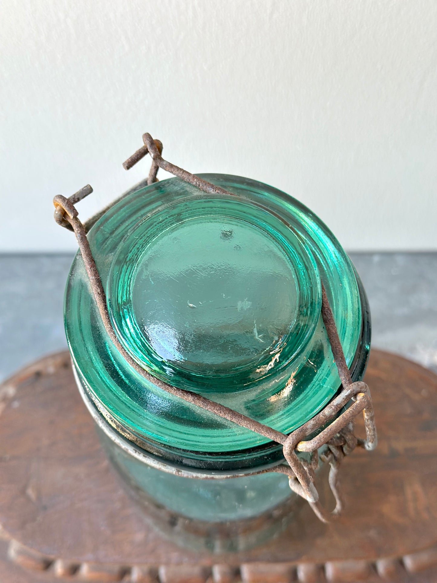 Antique French Pale Green Glass Jars