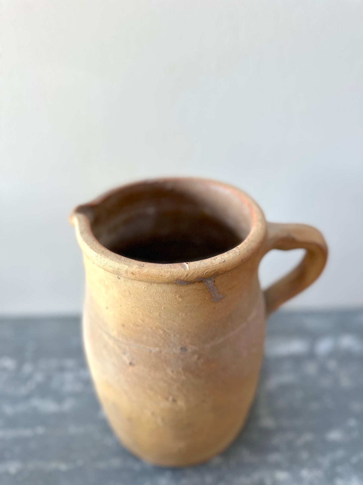 Antique Provencal Pottery Jug With Handle
