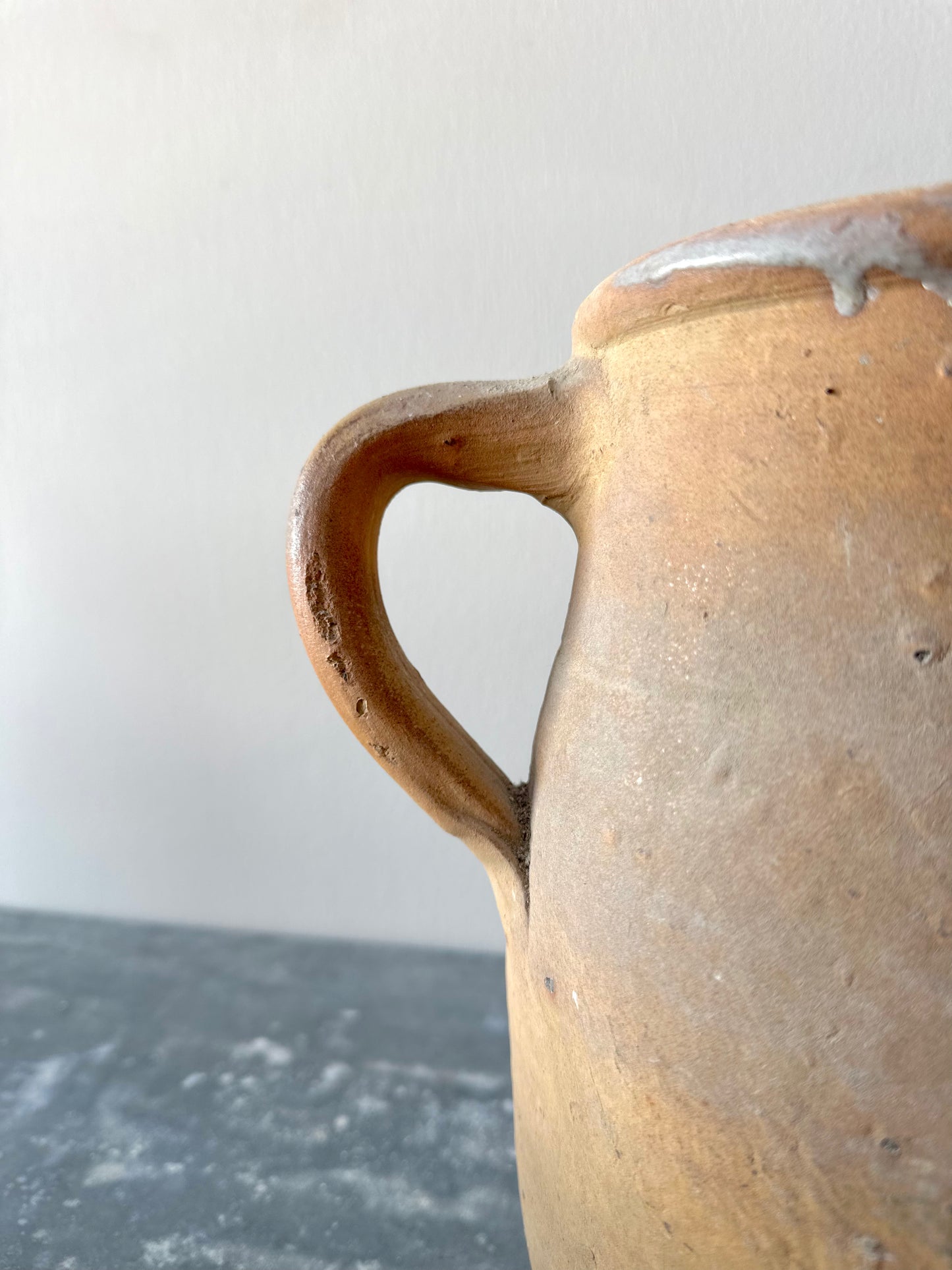 Antique Provencal Pottery Jug With Handle