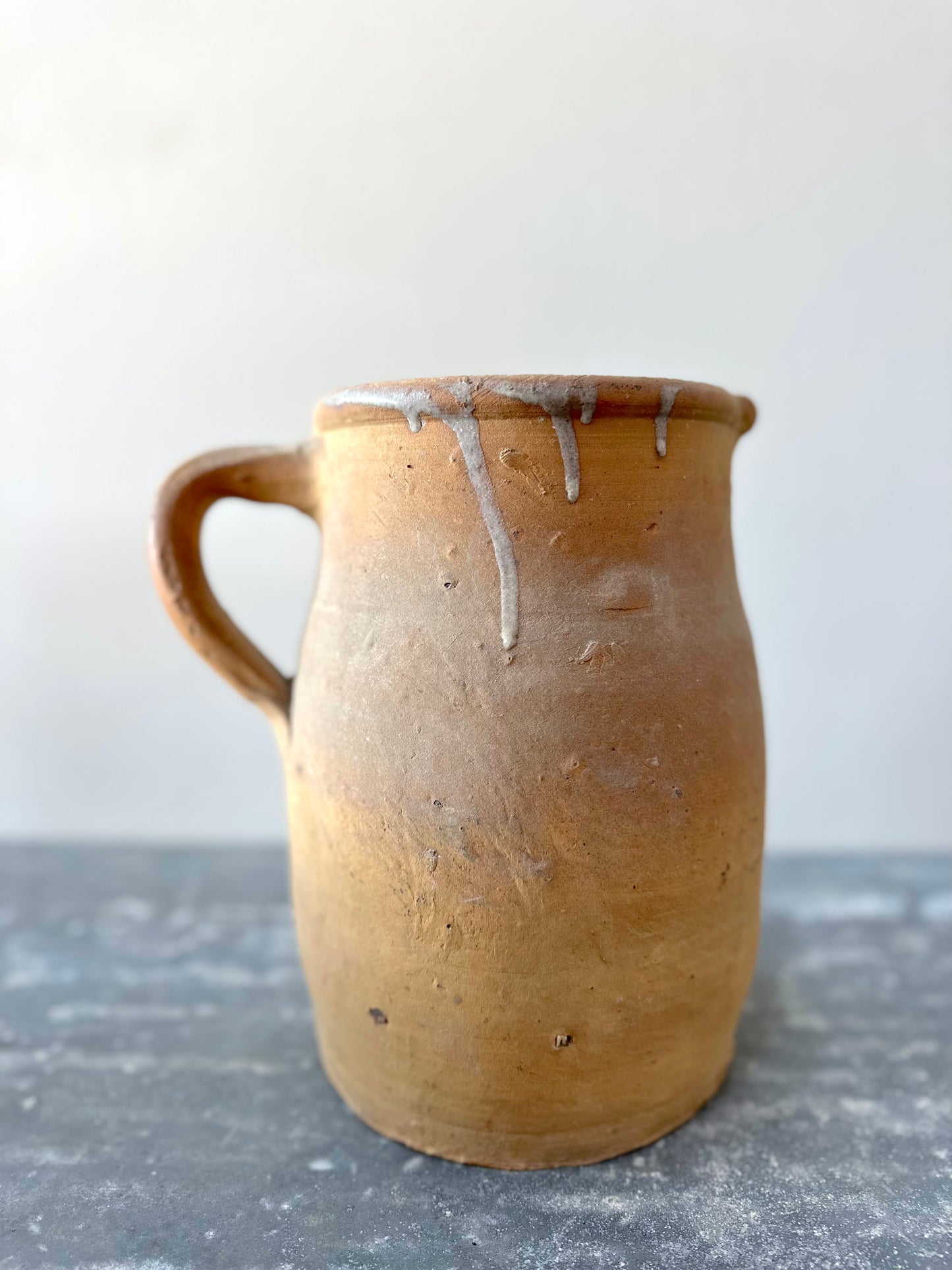 Antique Provencal Pottery Jug With Handle