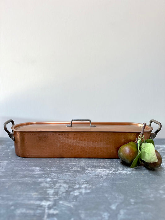 Antique French Long Copper Fish Poacher