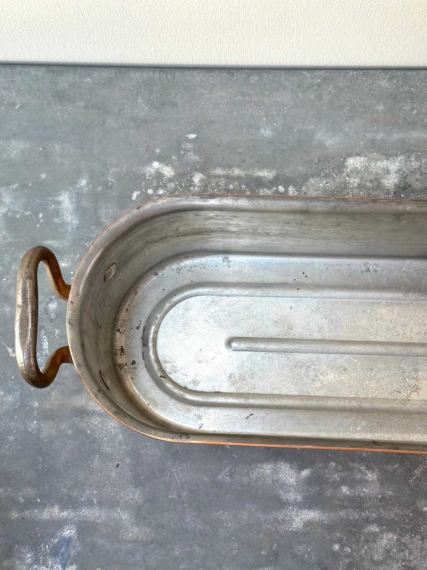Antique French Long Copper Fish Poacher
