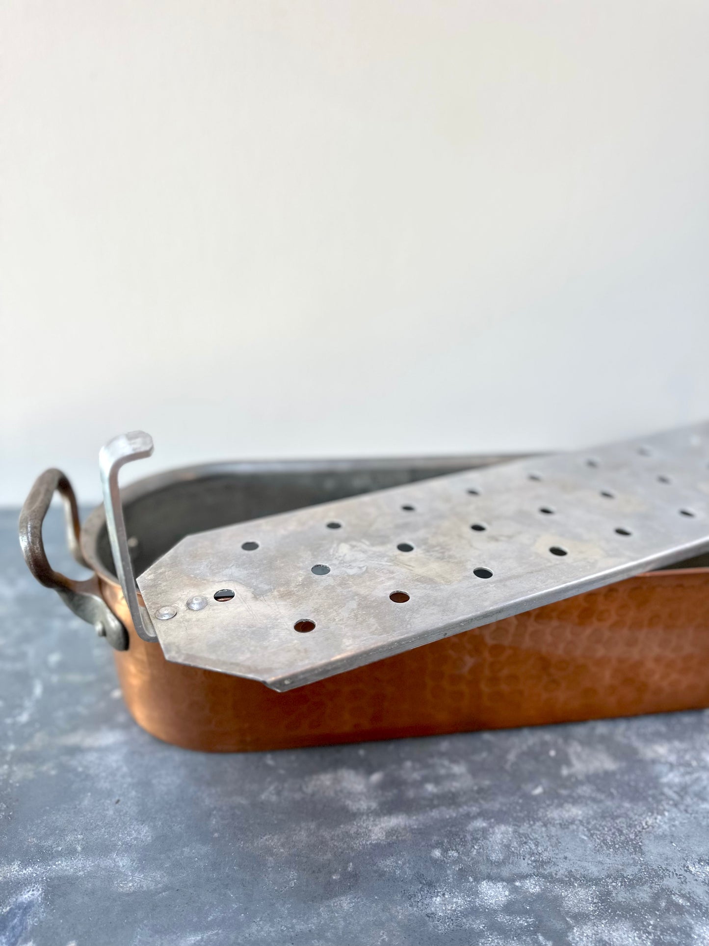 Antique French Long Copper Fish Poacher