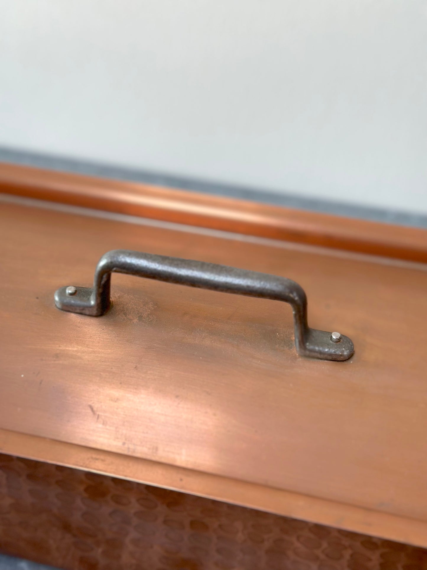 Antique French Long Copper Fish Poacher