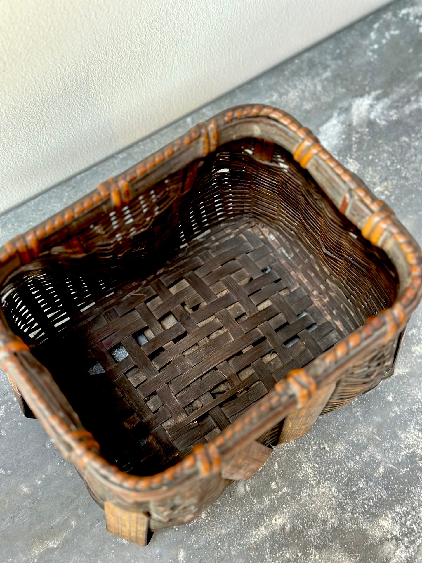 Antique Woven Rectangle Basket