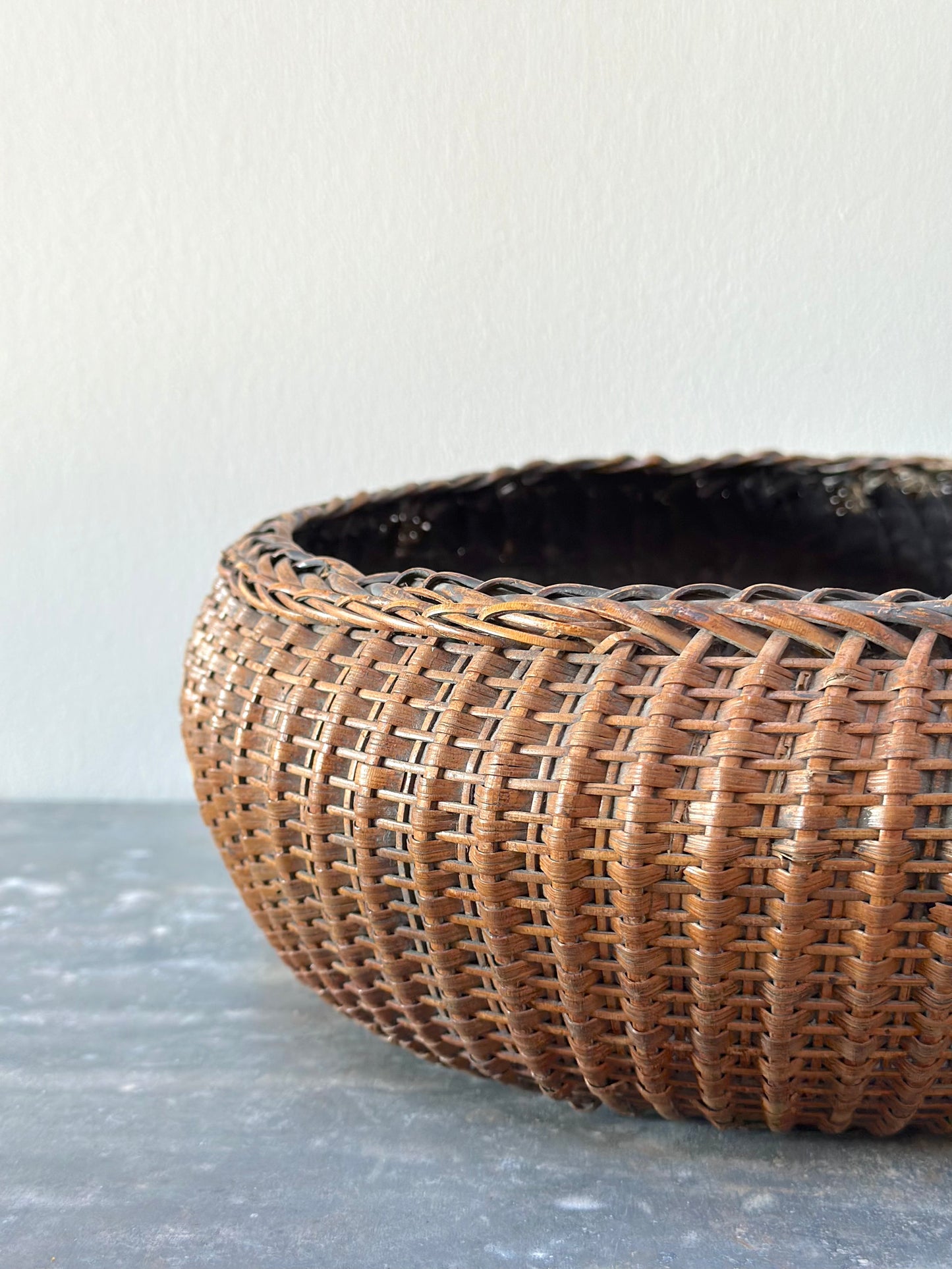 Antique Woven Round Basket