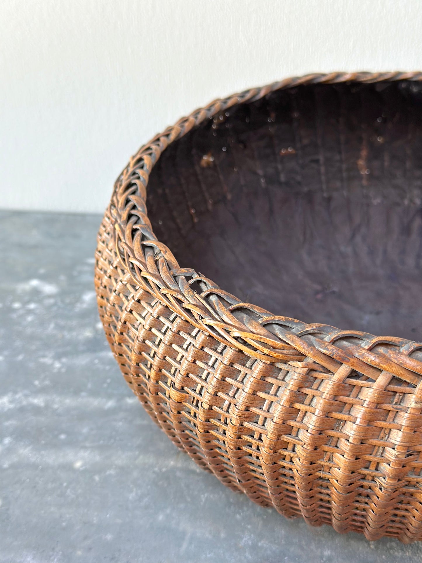 Antique Woven Round Basket