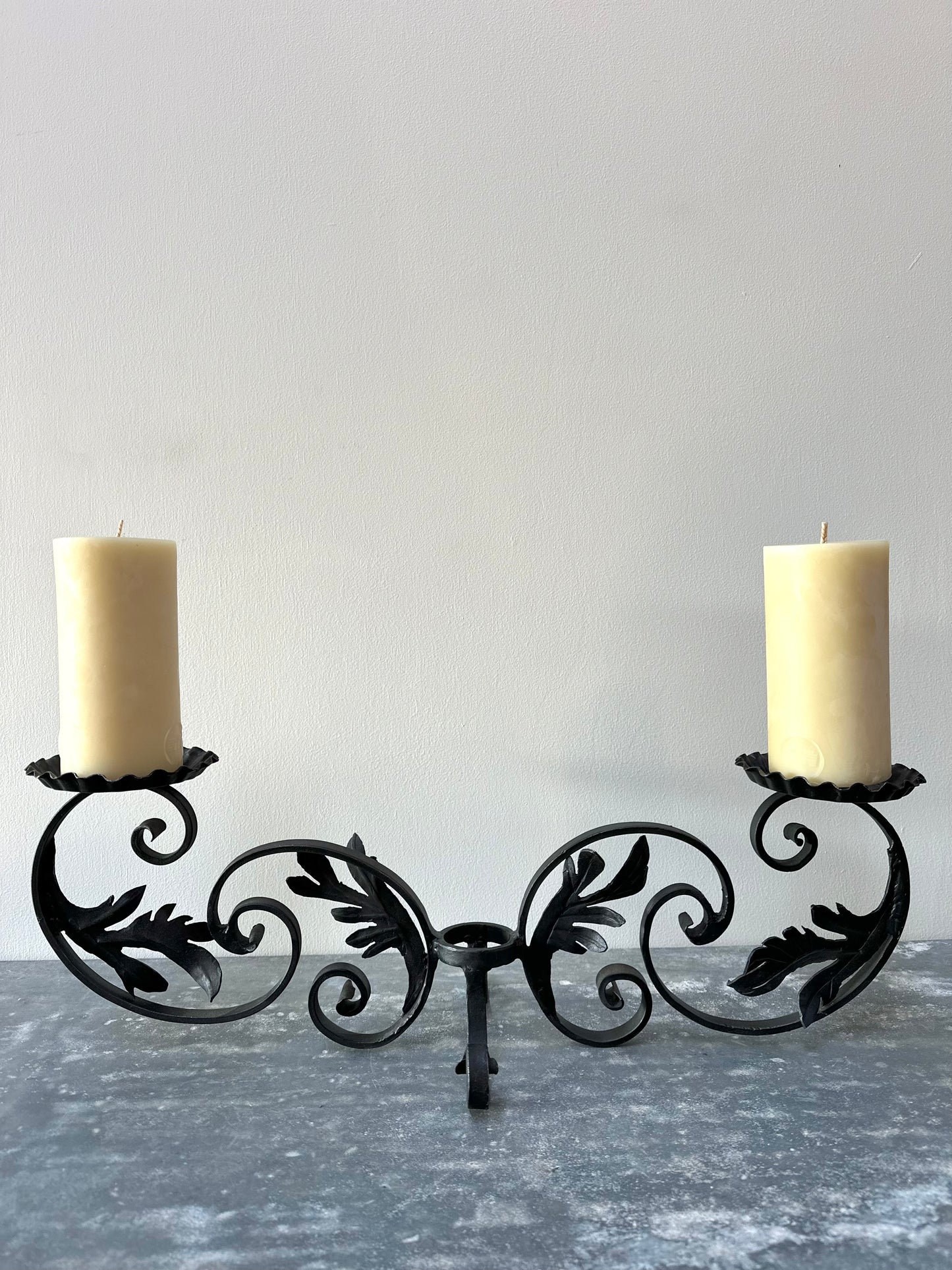 French Scroll Des Fleurs Double Candelabra