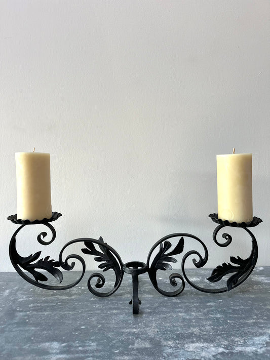 French Scroll Des Fleurs Double Candelabra