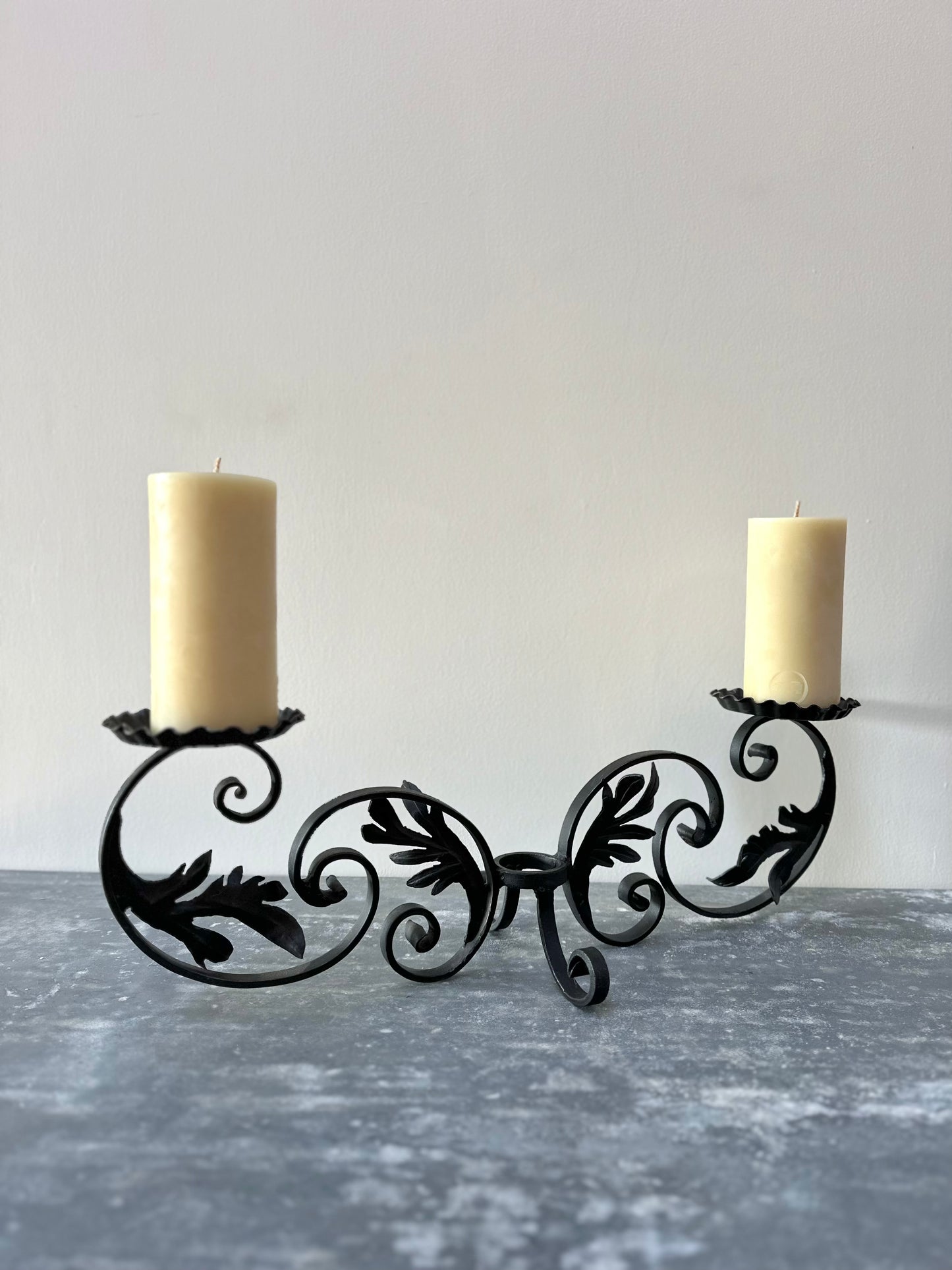 French Scroll Des Fleurs Double Candelabra