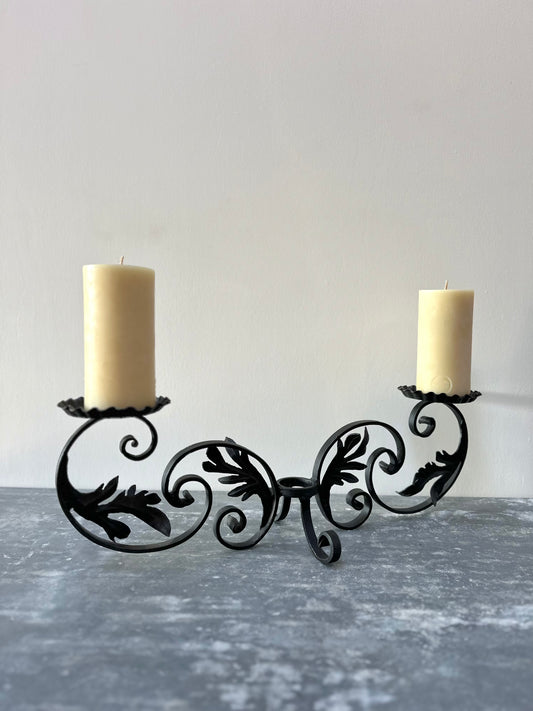 French Scroll Des Fleurs Double Candelabra