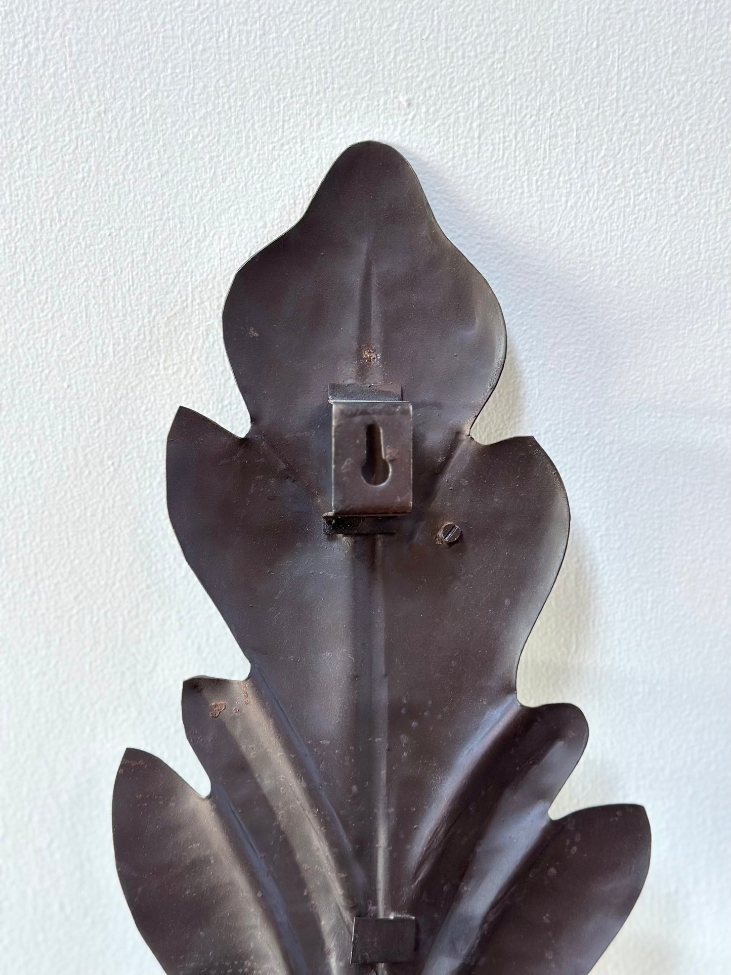 French Rustic Oak Leaf Pair of Wall Sconces - Small