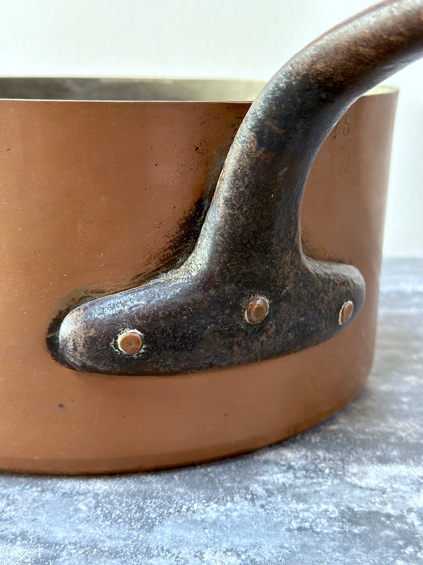 Antique French Copper Saucepan - Extra Large