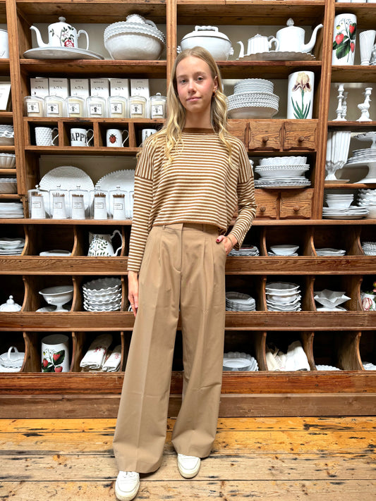 Minina Wide Leg Tailored Pants - Tan