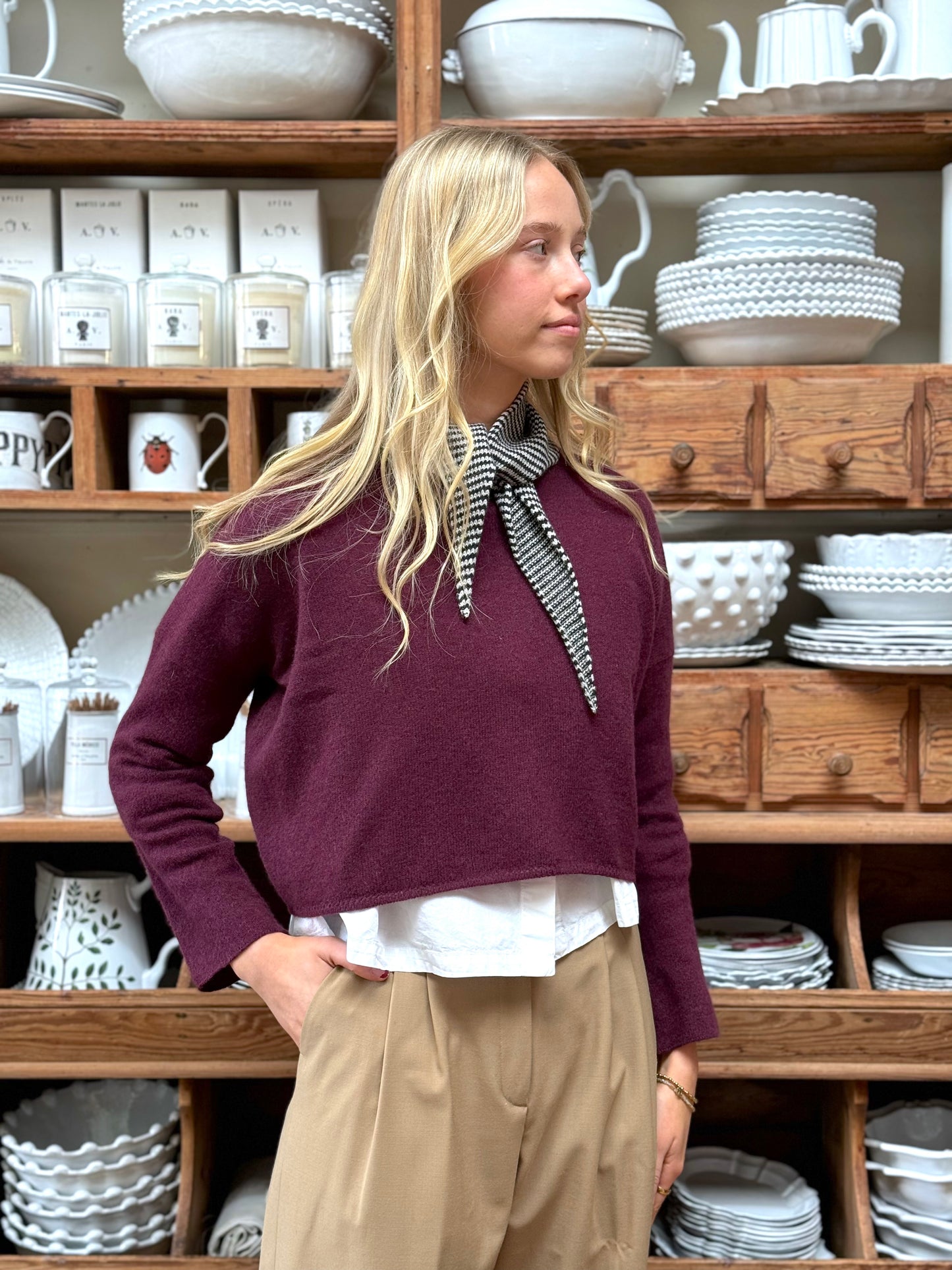 Minina Cashmere Knit Jumper - Burgundy