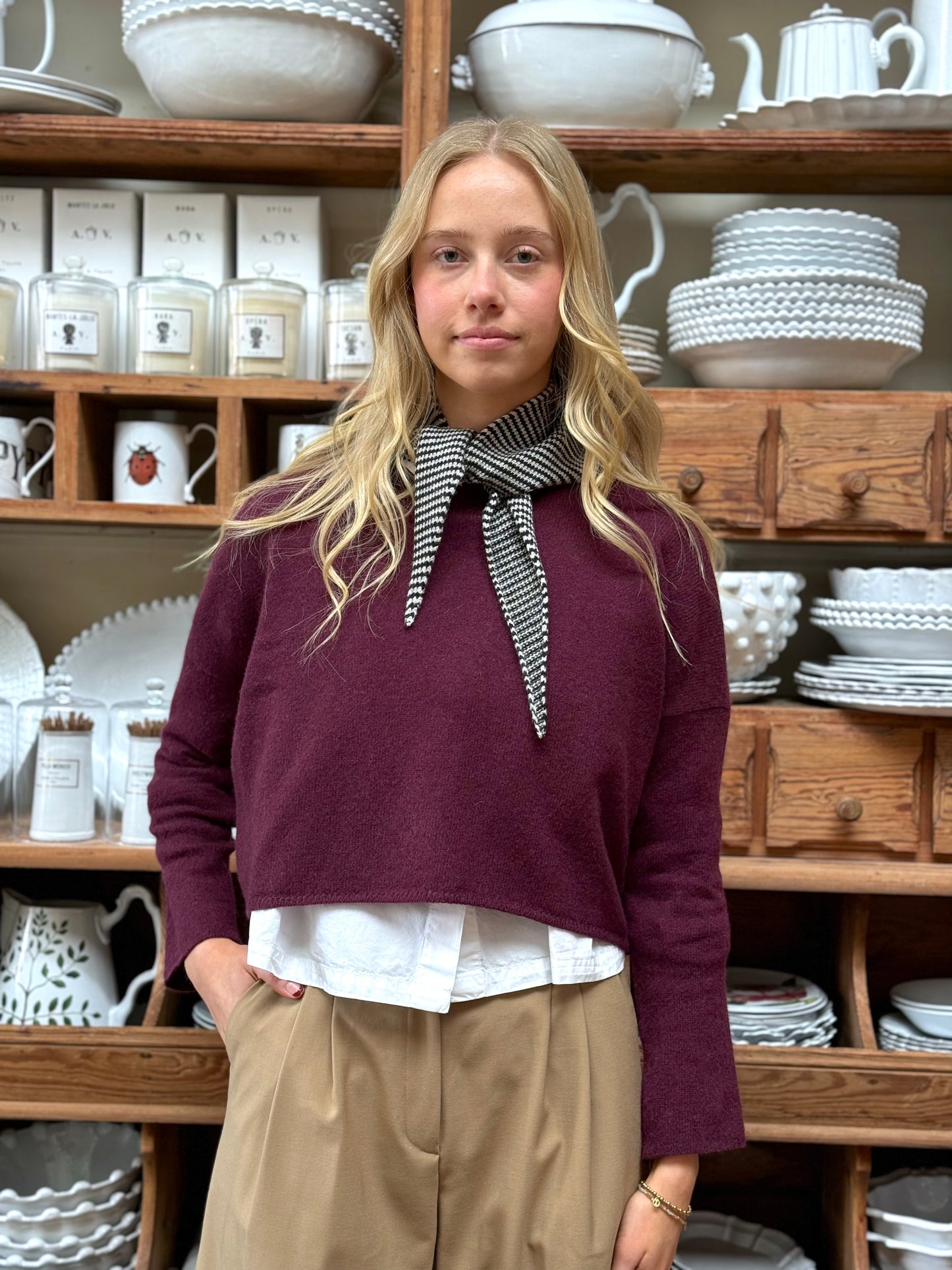 Minina Cashmere Knit Jumper - Burgundy