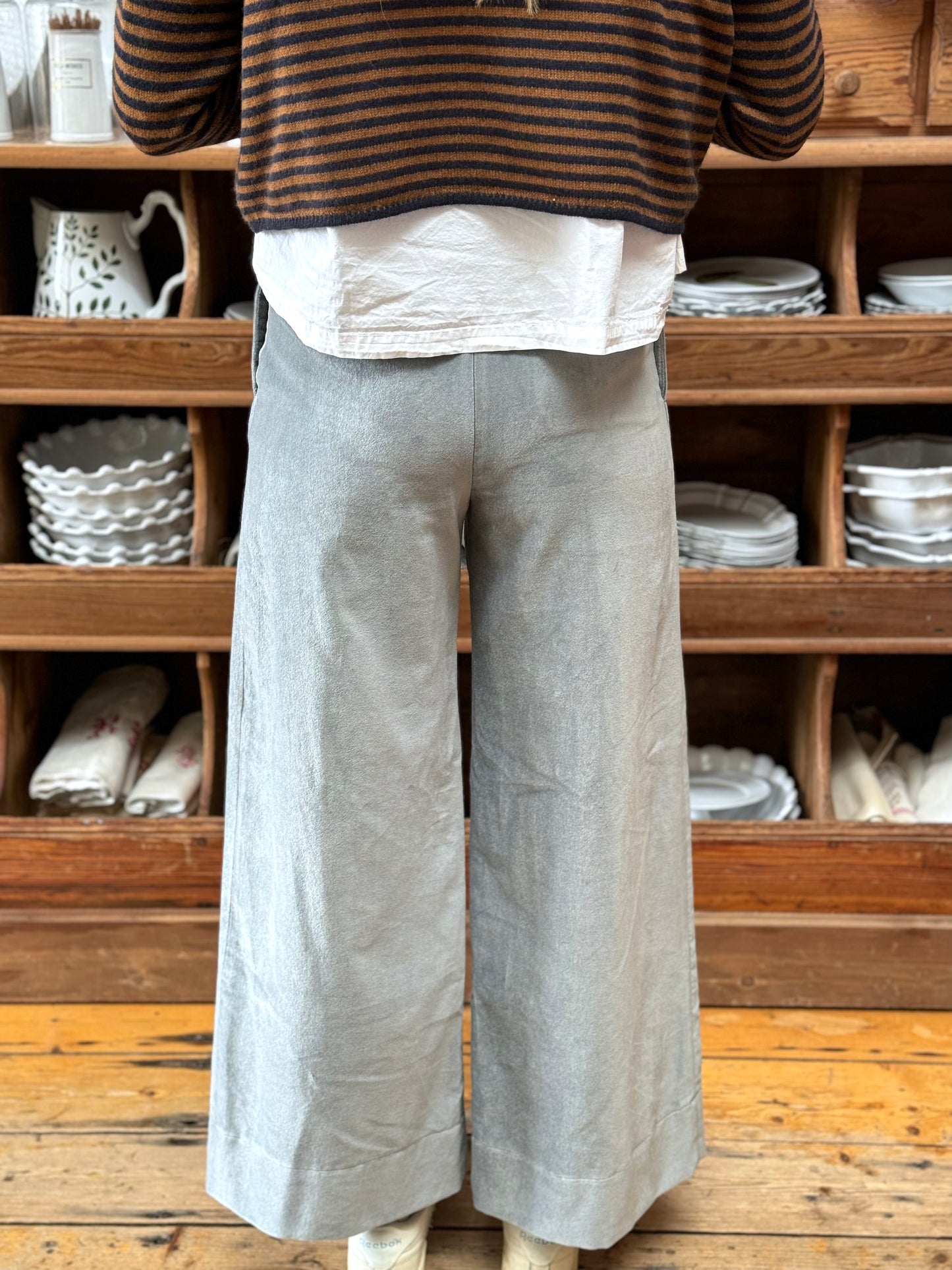 Minina Wide Leg Velvet Pants - Light Blue