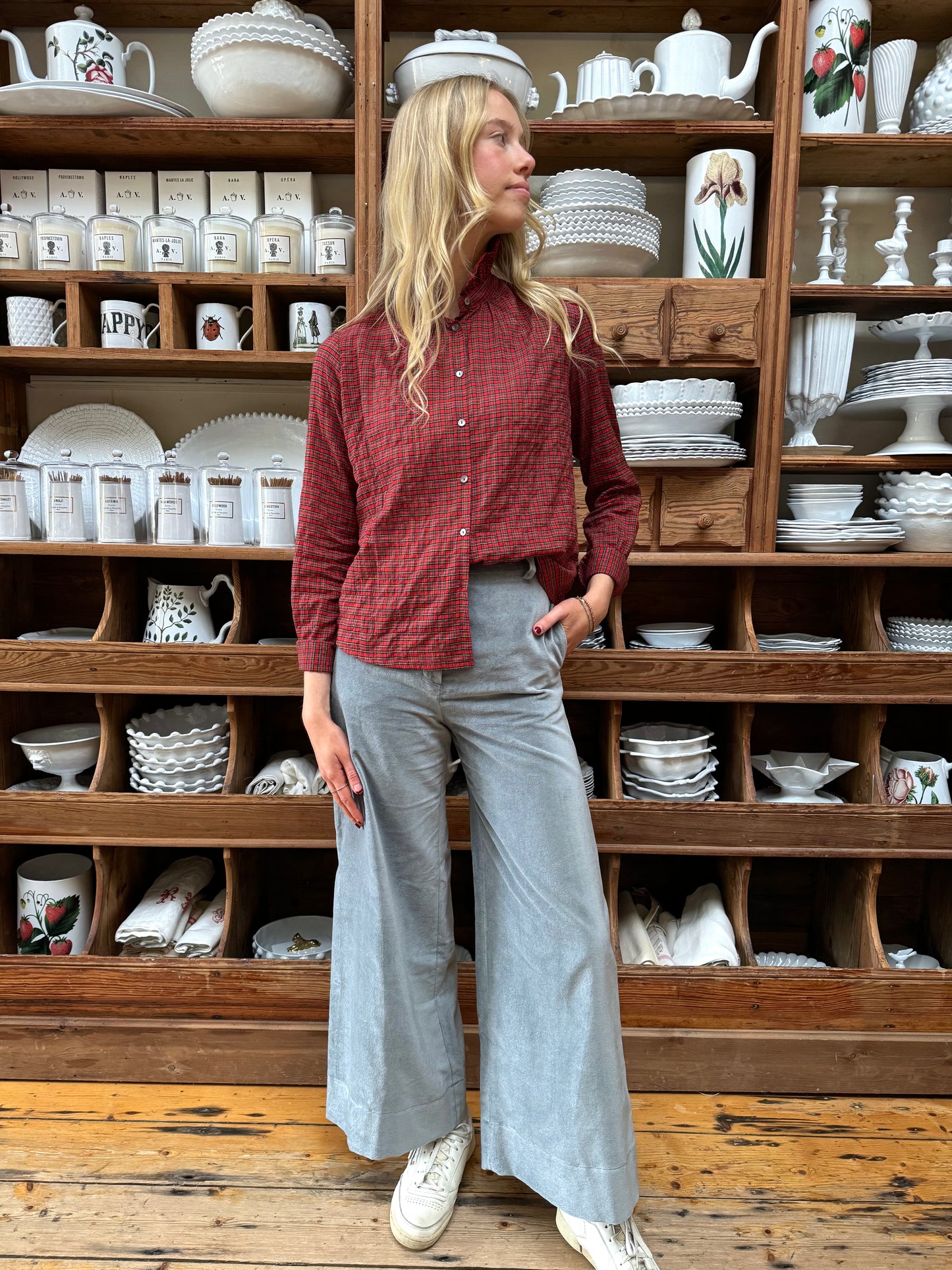 Minina Button Up Shirt - Red Tartan