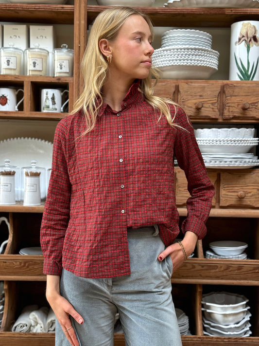Minina Button Up Shirt - Red Tartan