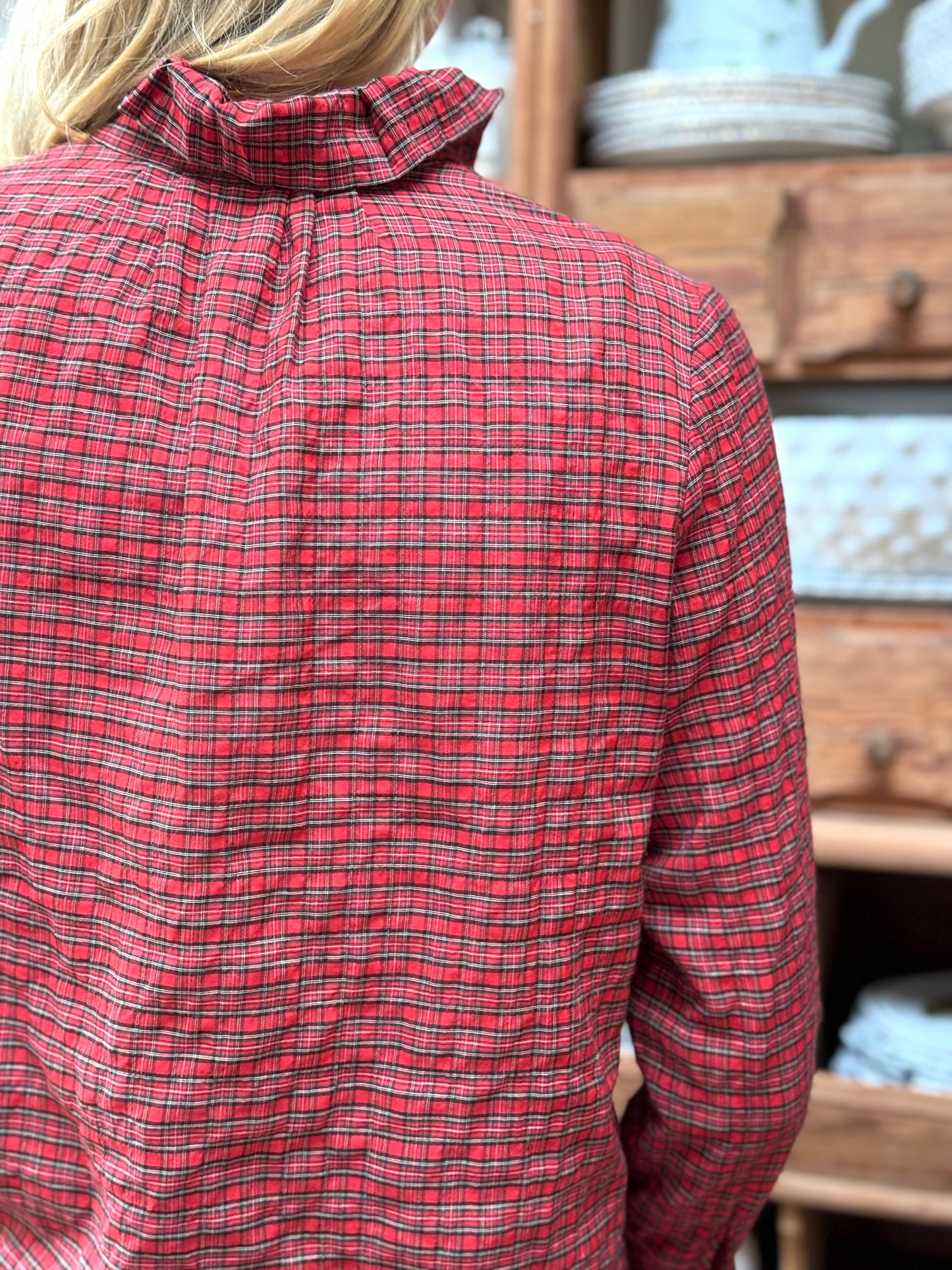 Minina Button Up Shirt - Red Tartan