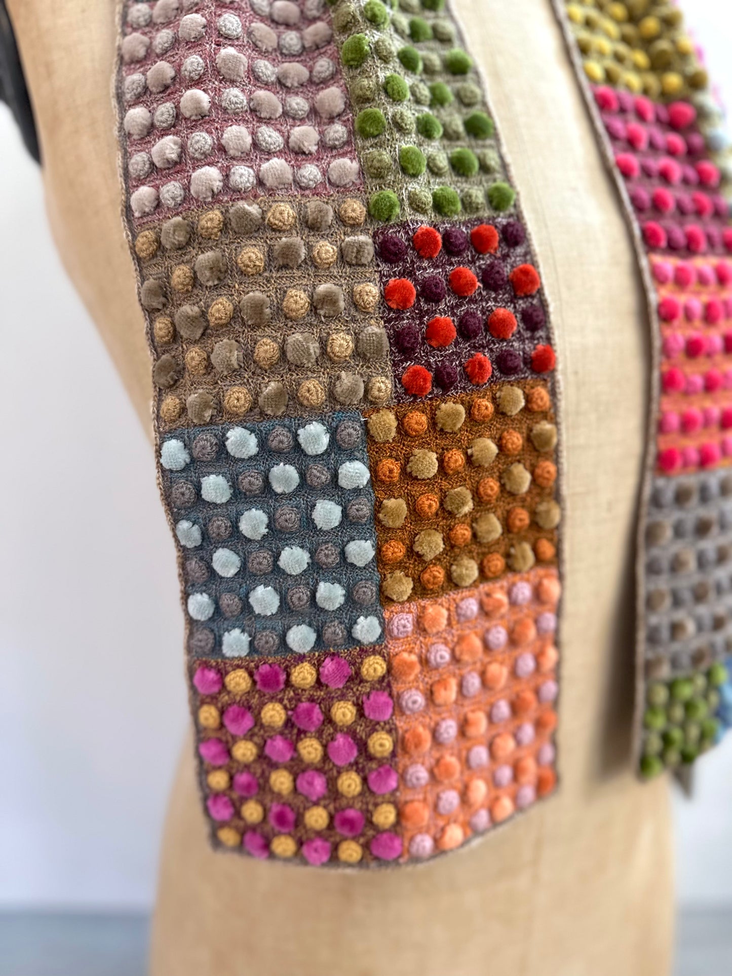 Sophie Digard Multi Crochet Wool Scarf With Mini Velvet Bobbles
