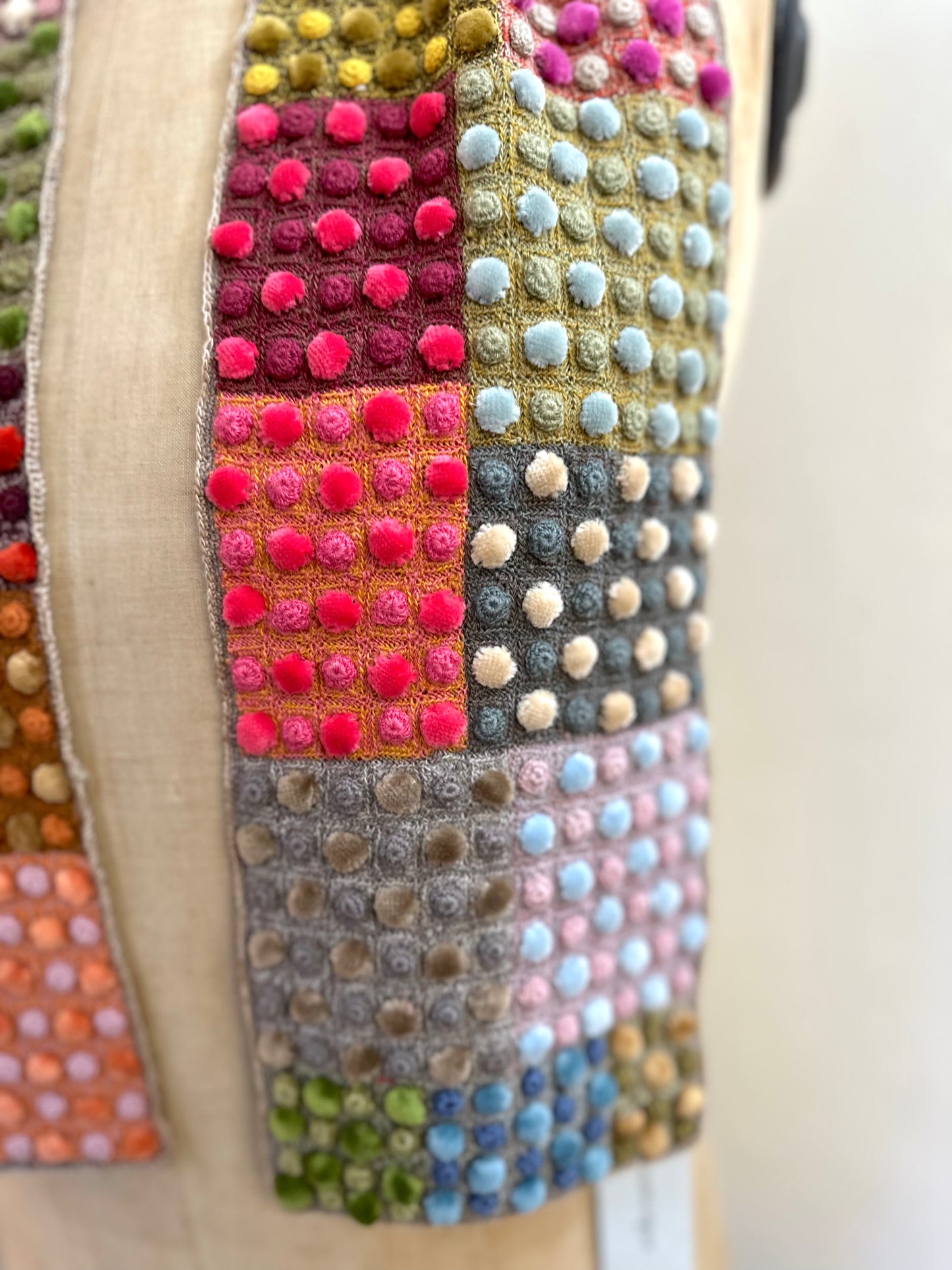 Sophie Digard Multi Crochet Wool Scarf With Mini Velvet Bobbles