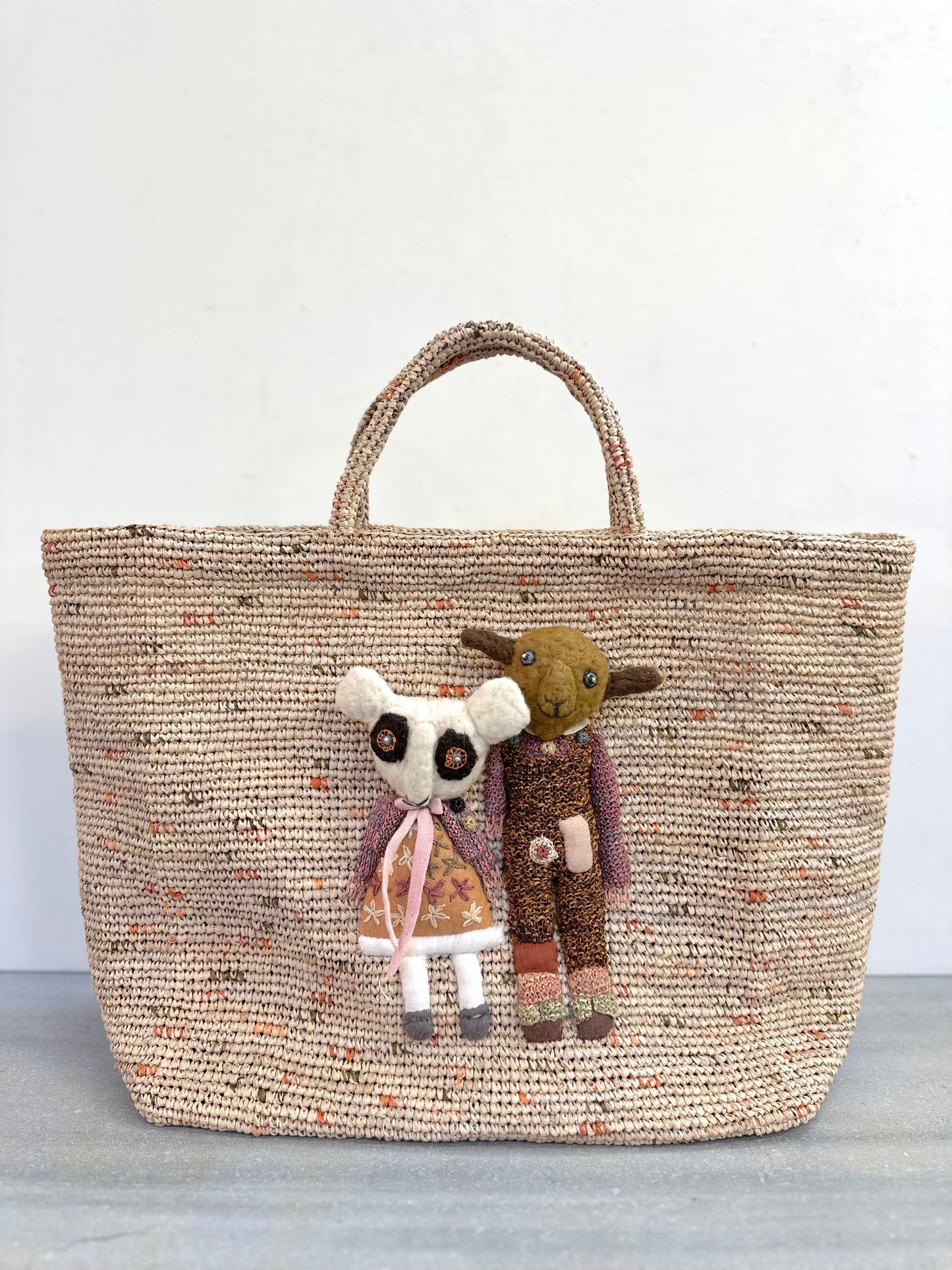 Sophie Digard Large Raffia Bag With Characters
