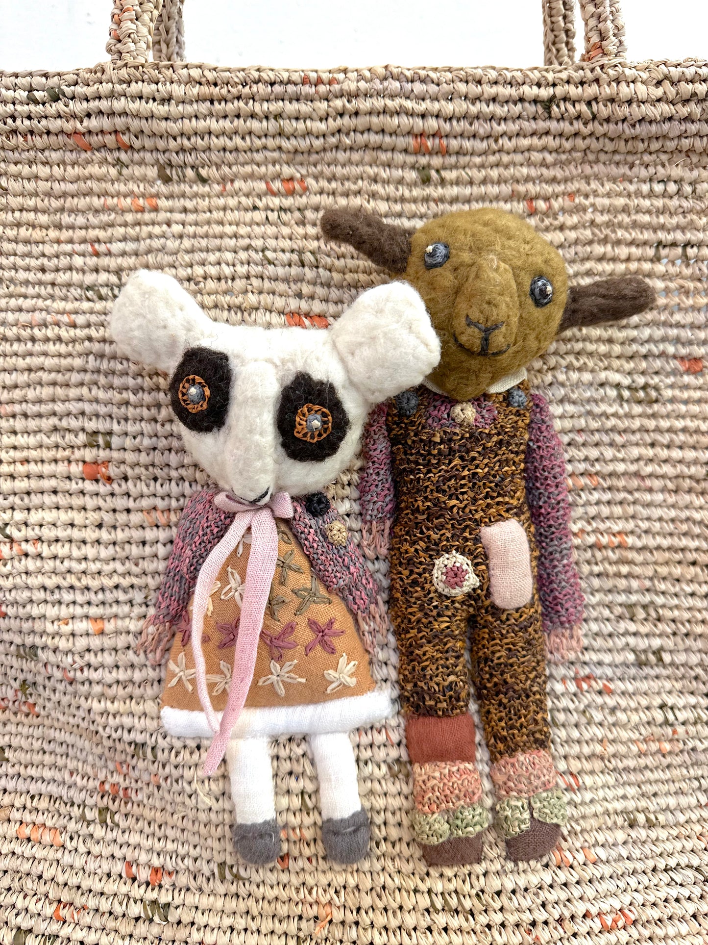 Sophie Digard Large Raffia Bag With Characters