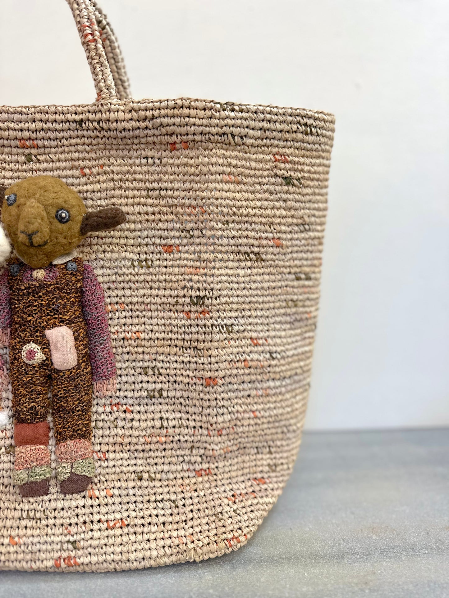 Sophie Digard Large Raffia Bag With Characters
