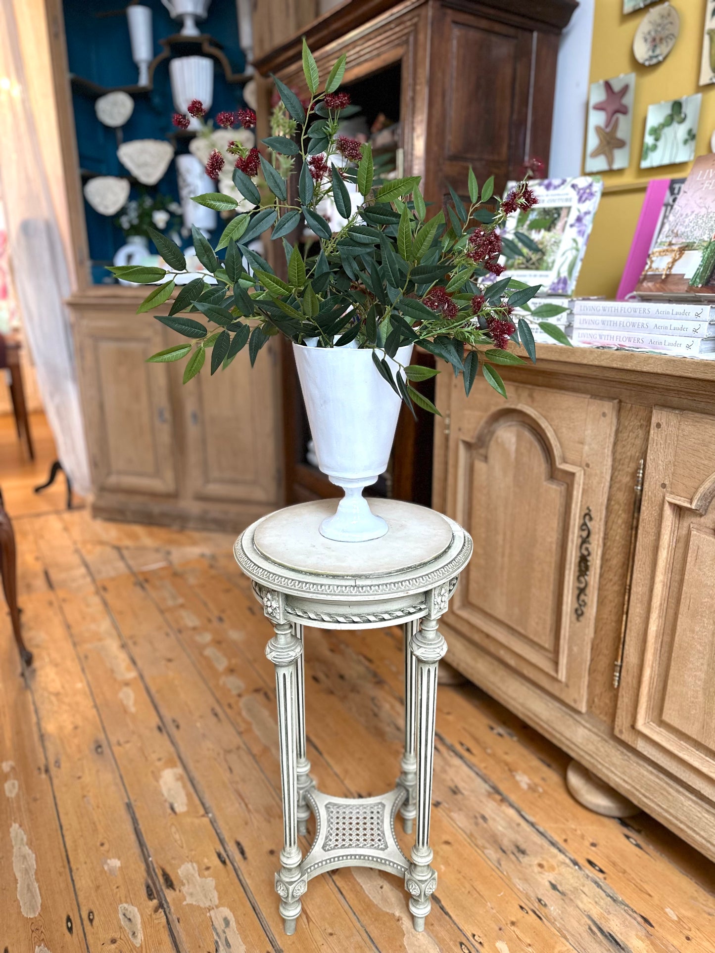 Antique French Round Marble Top Side Table