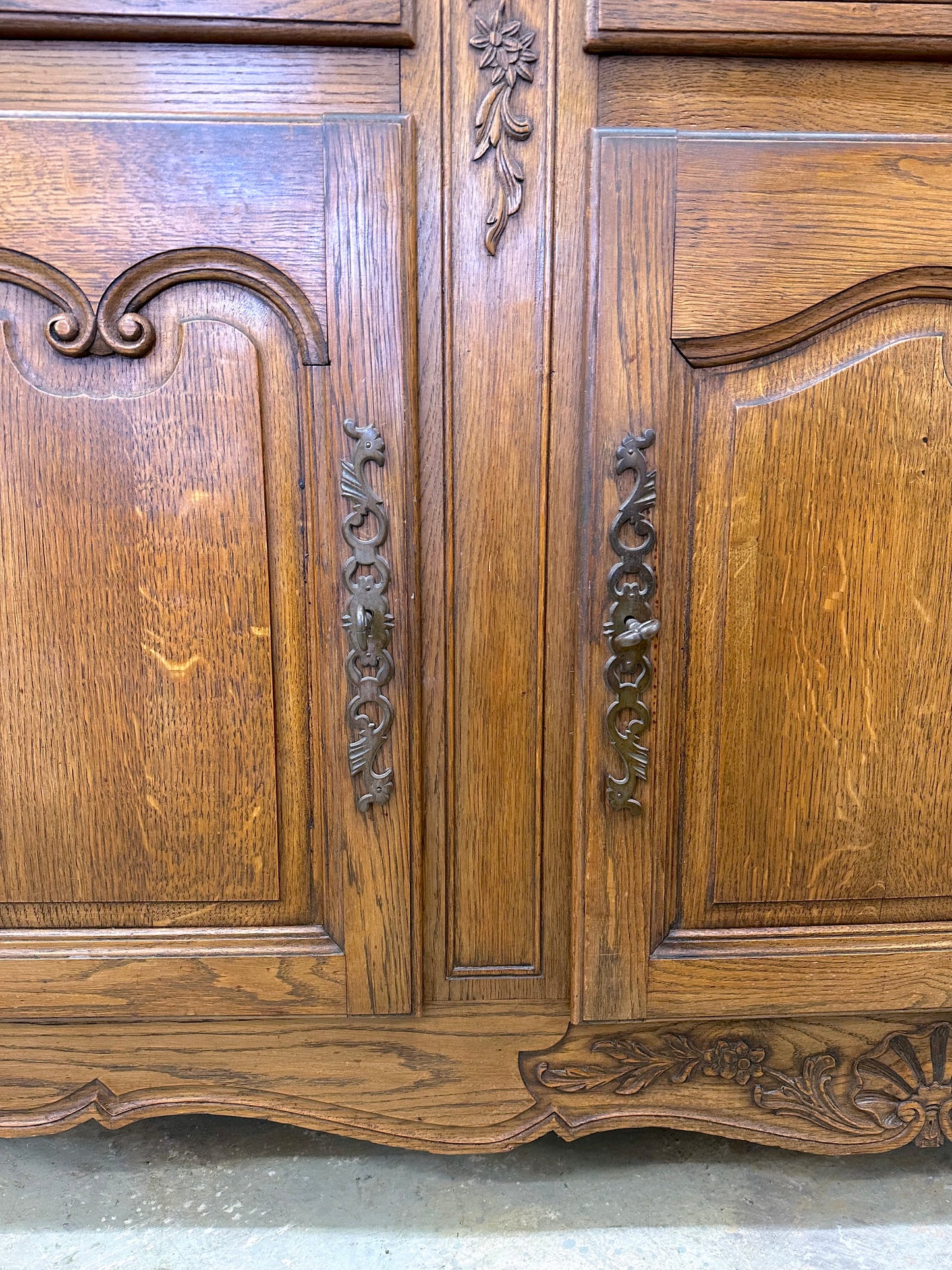 Antique French Oak 3 Door Sideboard