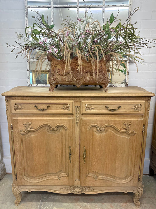 Antique French 2 Door 2 Drawer Marquetry Top Sideboard