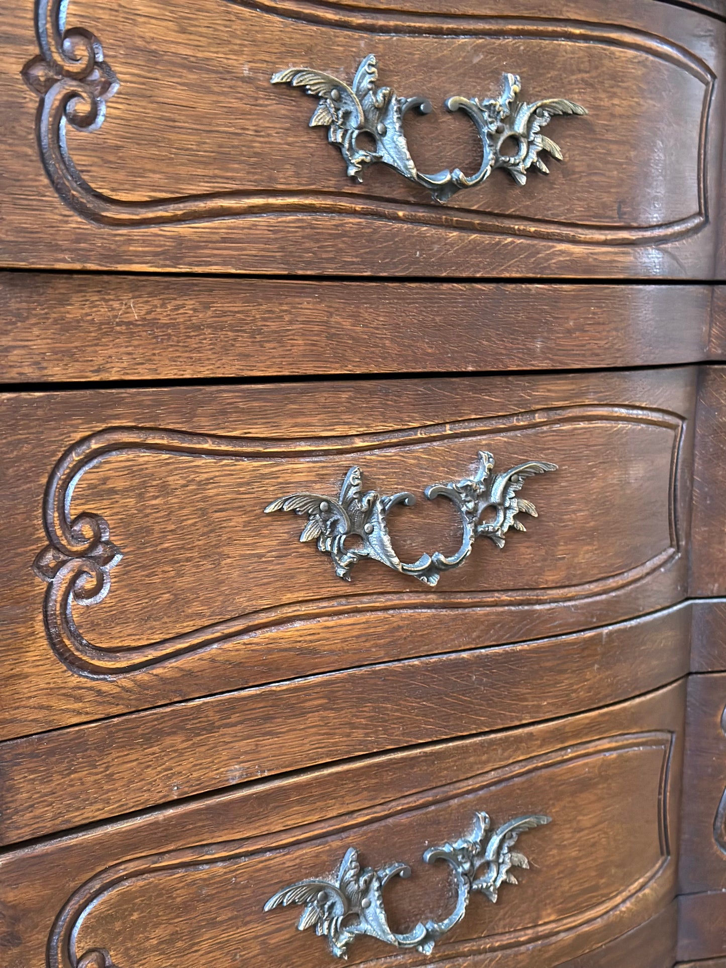 Antique French Oak 4 Drawer Commode