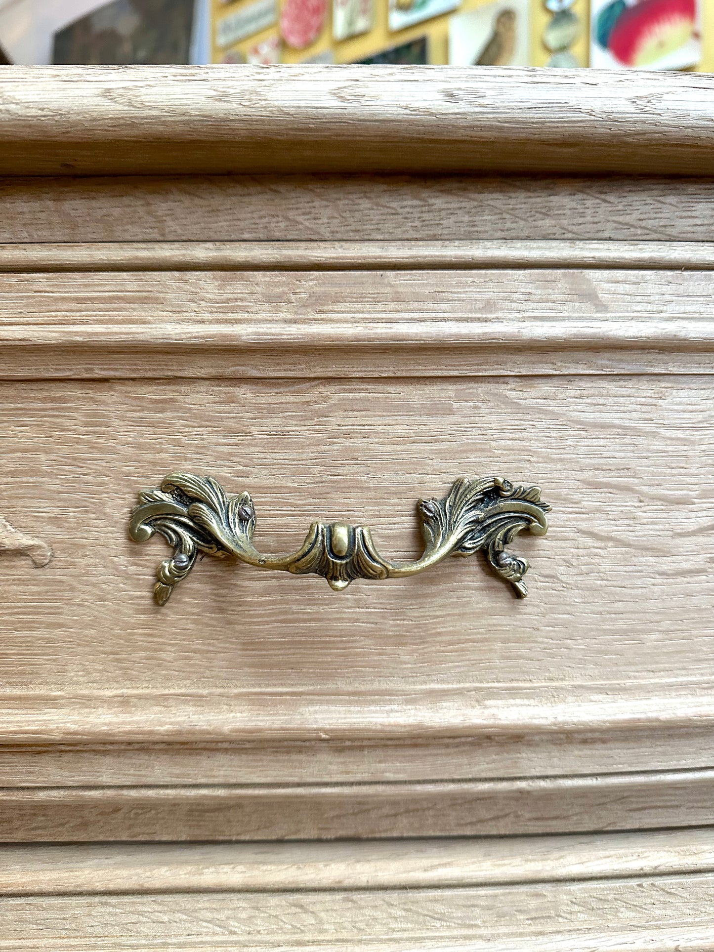 Antique French Solid Oak 3 Drawer Commode