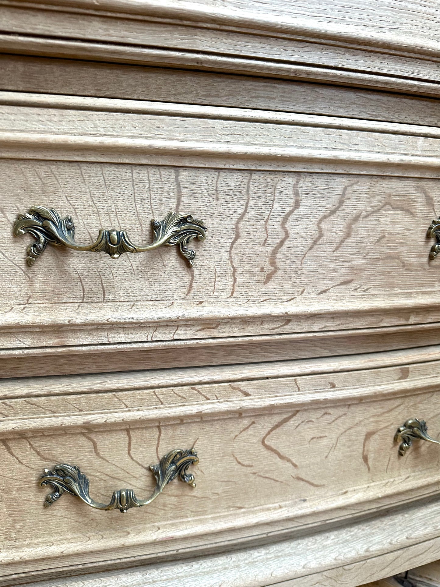 Antique French Solid Oak 3 Drawer Commode