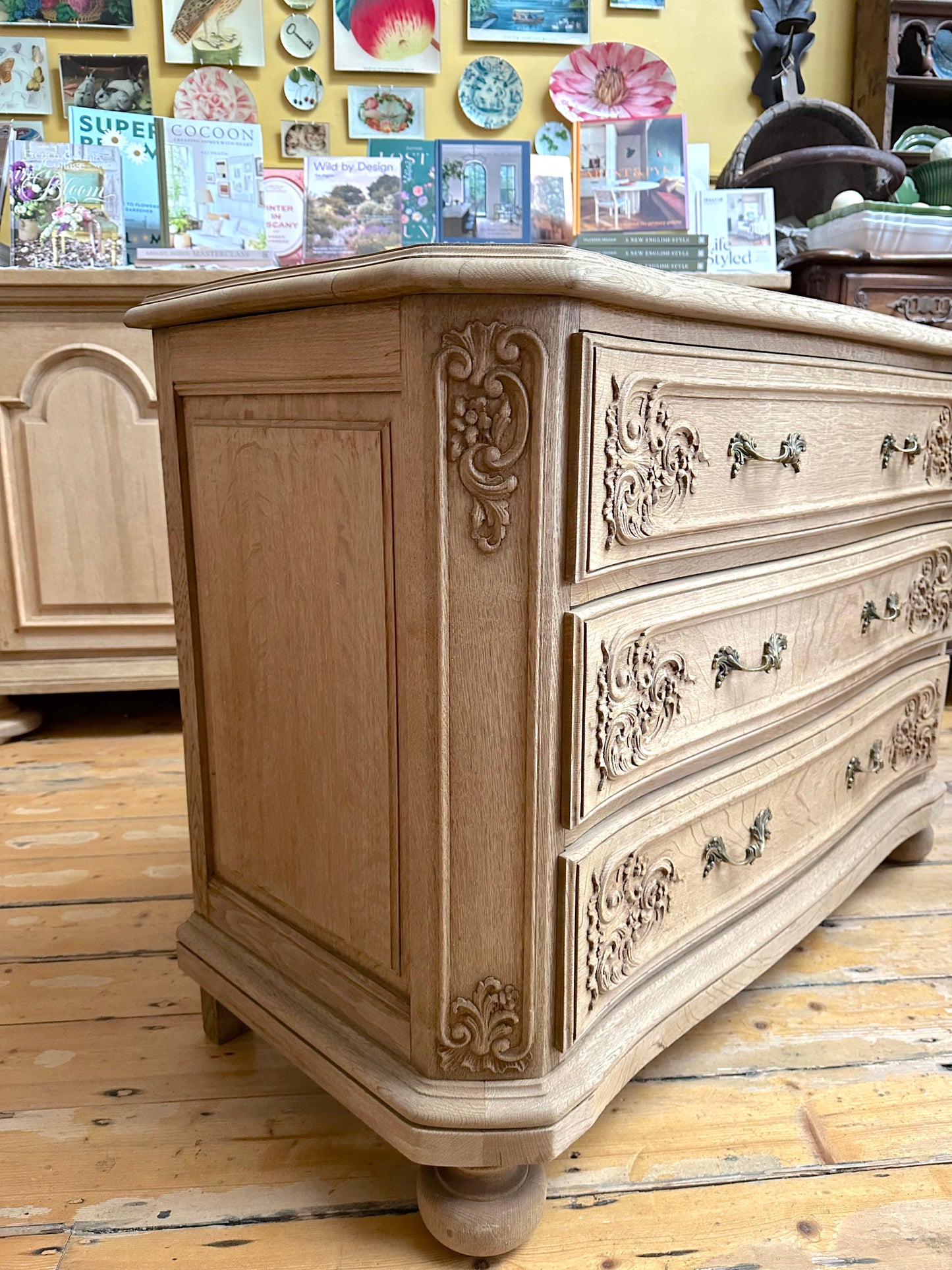 Antique French Solid Oak 3 Drawer Commode