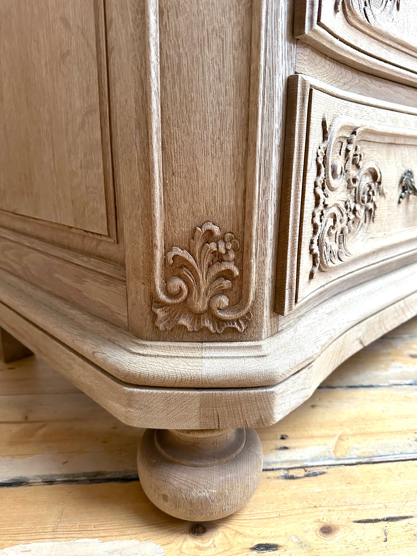 Antique French Solid Oak 3 Drawer Commode
