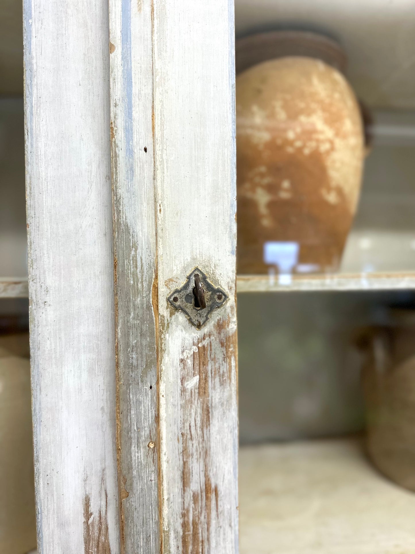 Antique French Rustic Painted Vitrine