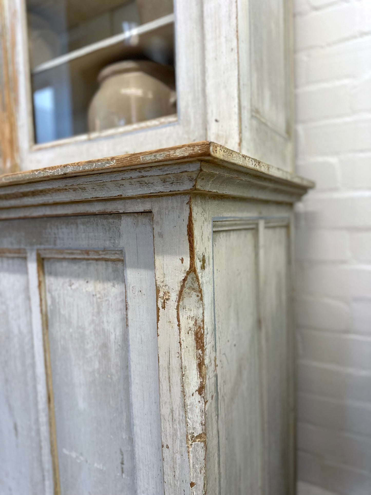 Antique French Rustic Painted Vitrine