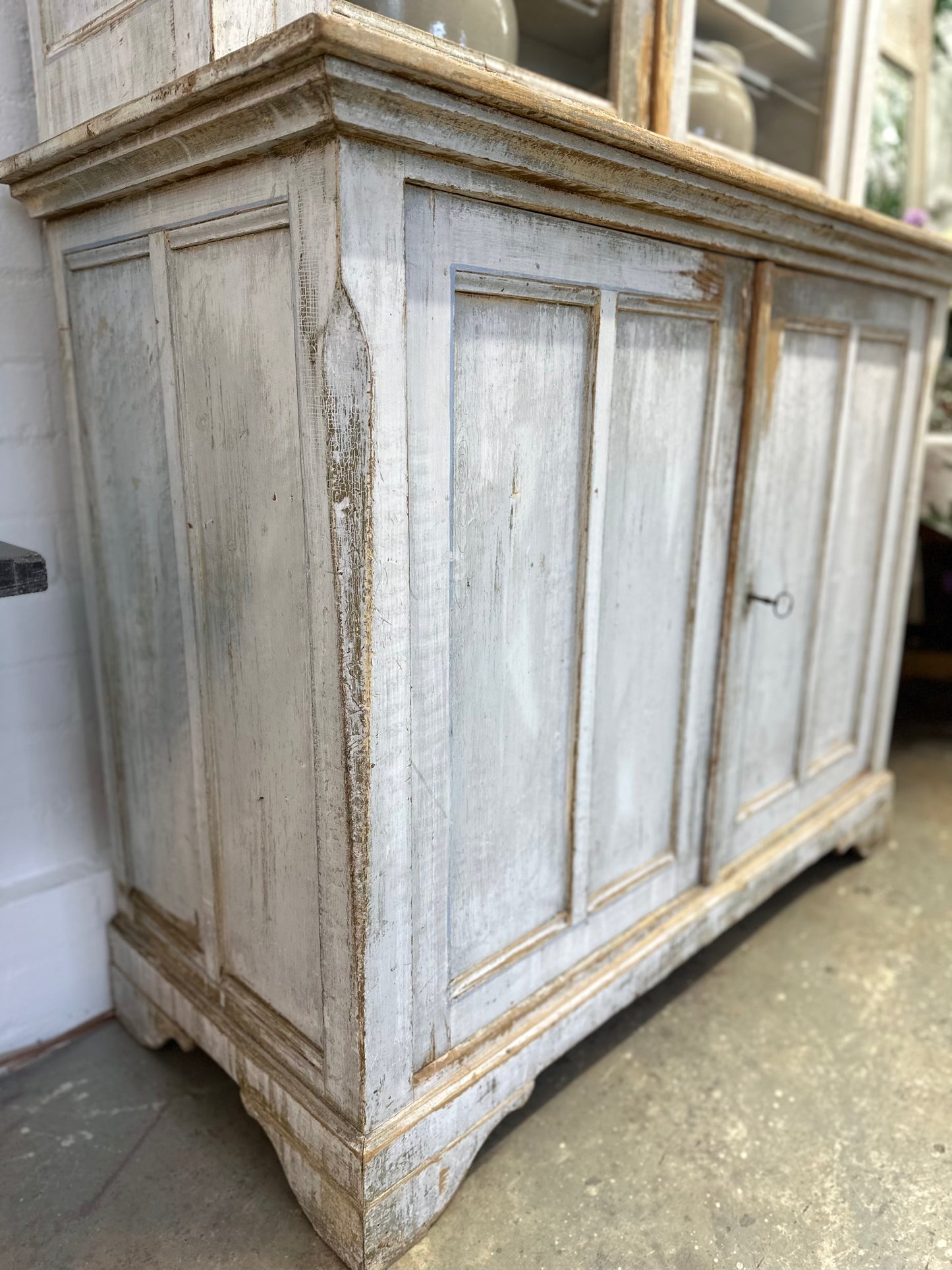 Antique French Rustic Painted Vitrine