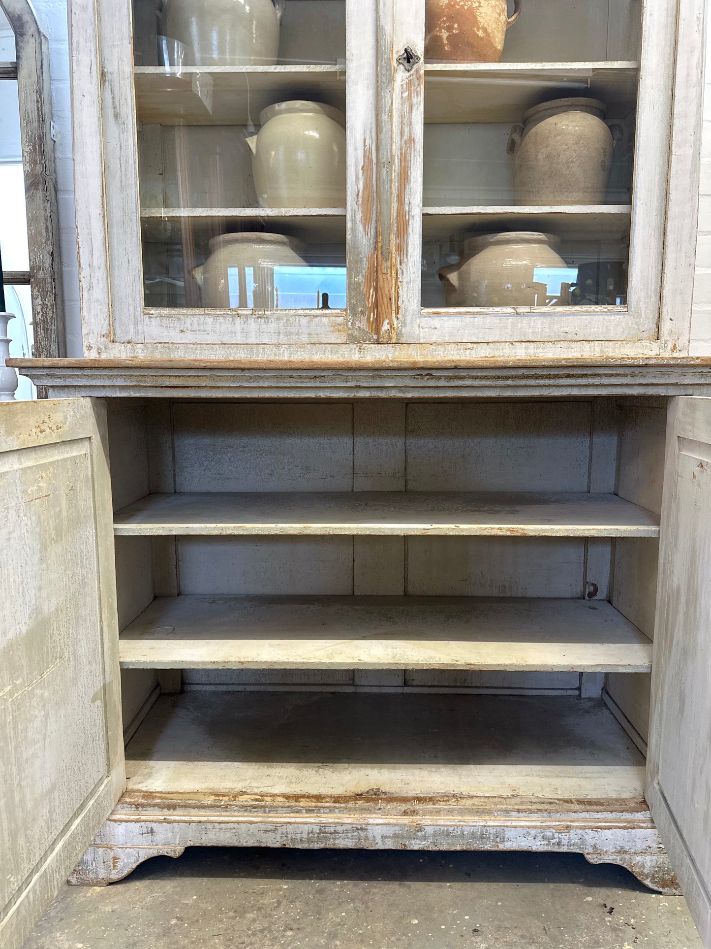 Antique French Rustic Painted Vitrine