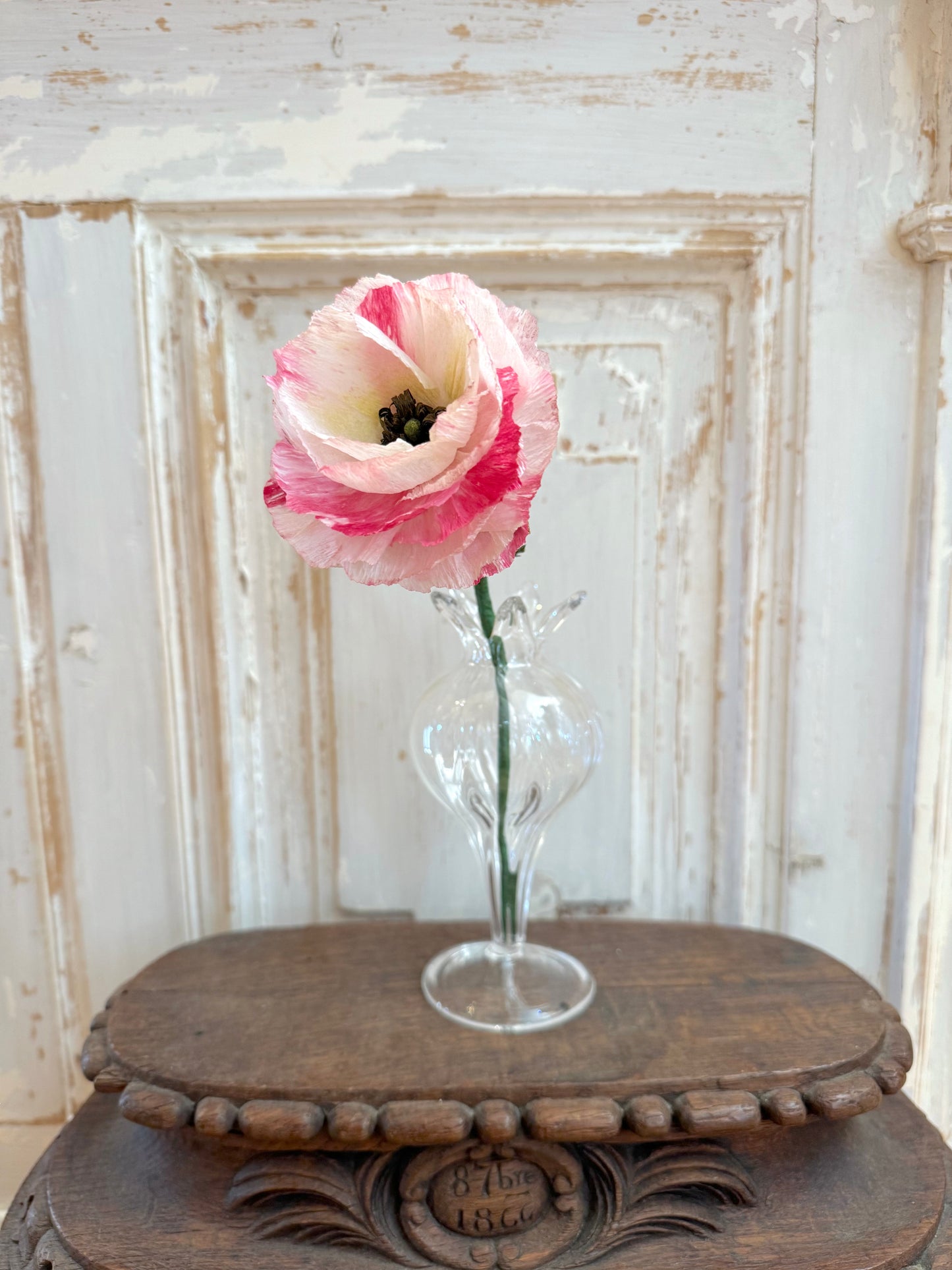 Delicate Handmade Paper Flowers - Pale Pink Ranunculus